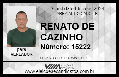 Candidato RENATO DE CAZINHO 2024 - ARRAIAL DO CABO - Eleições