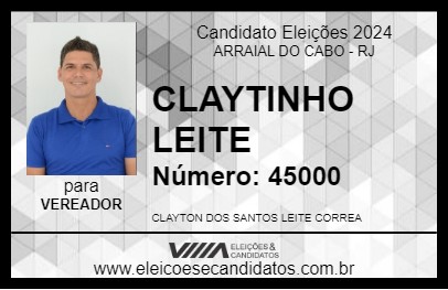 Candidato CLAYTINHO LEITE 2024 - ARRAIAL DO CABO - Eleições