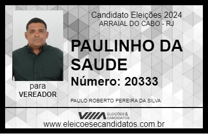 Candidato PAULINHO DA SAUDE 2024 - ARRAIAL DO CABO - Eleições