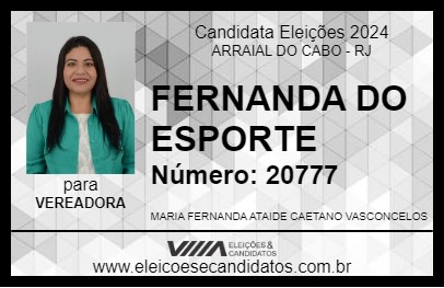 Candidato FERNANDA DO ESPORTE 2024 - ARRAIAL DO CABO - Eleições