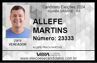 Candidato ALLEFE MARTINS 2024 - IGUABA GRANDE - Eleições