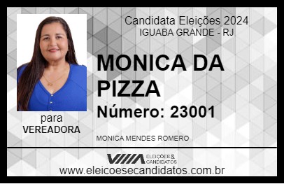 Candidato MONICA DA PIZZA 2024 - IGUABA GRANDE - Eleições