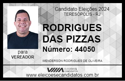 Candidato RODRIGUES DAS PIZZAS 2024 - TERESÓPOLIS - Eleições