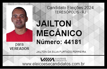 Candidato JAILTON MECÂNICO 2024 - TERESÓPOLIS - Eleições