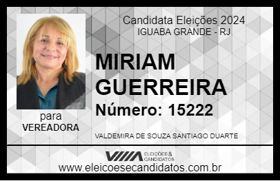 Candidato MIRIAM GUERREIRA 2024 - IGUABA GRANDE - Eleições