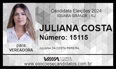 Candidato JULIANA COSTA 2024 - IGUABA GRANDE - Eleições