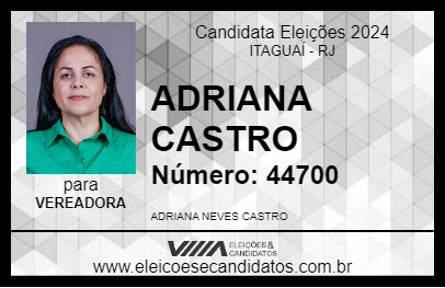 Candidato ADRIANA CASTRO 2024 - ITAGUAÍ - Eleições