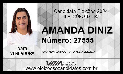 Candidato AMANDA DINIZ 2024 - TERESÓPOLIS - Eleições