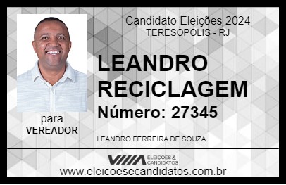 Candidato LEANDRO RECICLAGEM 2024 - TERESÓPOLIS - Eleições