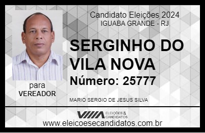 Candidato SERGINHO DO VILA NOVA 2024 - IGUABA GRANDE - Eleições