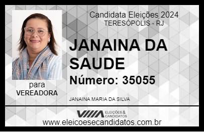 Candidato JANAINA DA SAUDE 2024 - TERESÓPOLIS - Eleições