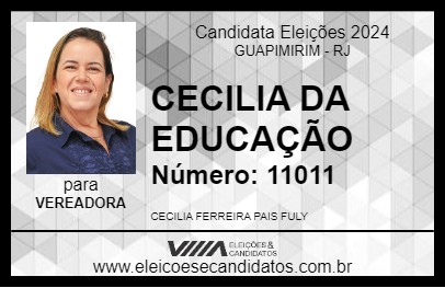 Candidato CECILIA DA EDUCAÇÃO 2024 - GUAPIMIRIM - Eleições