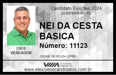 Candidato NEI DA CESTA BASICA 2024 - GUAPIMIRIM - Eleições