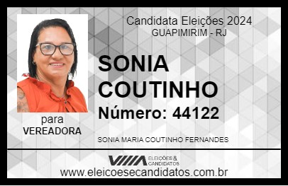 Candidato SONIA COUTINHO 2024 - GUAPIMIRIM - Eleições