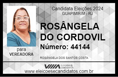 Candidato ROSÂNGELA DO CORDOVIL 2024 - GUAPIMIRIM - Eleições