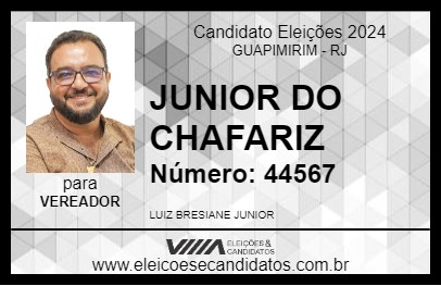 Candidato JUNIOR DO CHAFARIZ 2024 - GUAPIMIRIM - Eleições