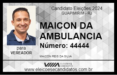 Candidato MAICON DA AMBULANCIA 2024 - GUAPIMIRIM - Eleições