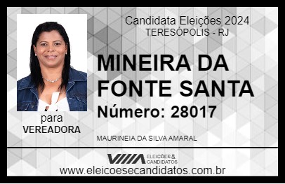 Candidato MINEIRA DA FONTE SANTA 2024 - TERESÓPOLIS - Eleições