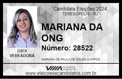 Candidato MARIANA DA ONG 2024 - TERESÓPOLIS - Eleições