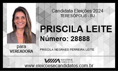 Candidato PRISCILA LEITE 2024 - TERESÓPOLIS - Eleições