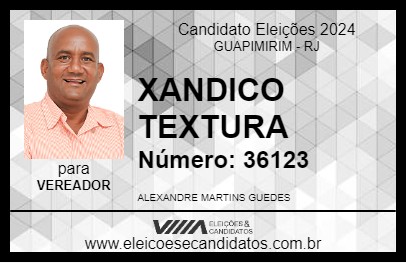 Candidato XANDICO TEXTURA 2024 - GUAPIMIRIM - Eleições