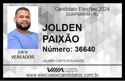 Candidato JOLDEN PAIXÃO 2024 - GUAPIMIRIM - Eleições