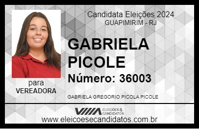 Candidato GABRIELA PICOLE 2024 - GUAPIMIRIM - Eleições