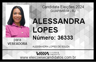 Candidato ALESSANDRA LOPES 2024 - GUAPIMIRIM - Eleições