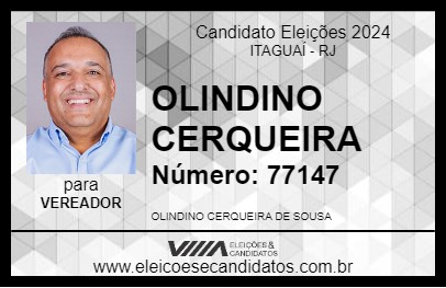 Candidato OLINDINO CERQUEIRA 2024 - ITAGUAÍ - Eleições