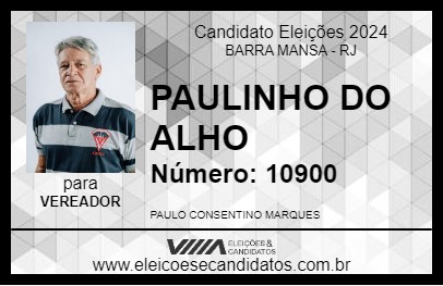 Candidato PAULINHO DO ALHO 2024 - BARRA MANSA - Eleições