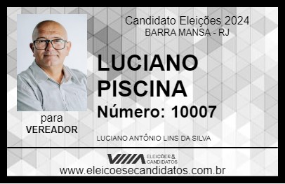 Candidato LUCIANO PISCINA 2024 - BARRA MANSA - Eleições