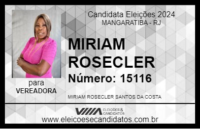 Candidato MIRIAM ROSECLER 2024 - MANGARATIBA - Eleições