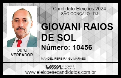 Candidato GIOVANI RAIOS DE SOL 2024 - SÃO GONÇALO - Eleições