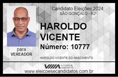 Candidato HAROLDO VICENTE 2024 - SÃO GONÇALO - Eleições