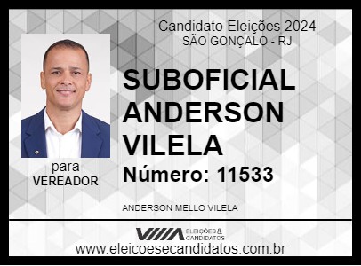 Candidato SUBOFICIAL ANDERSON VILELA 2024 - SÃO GONÇALO - Eleições