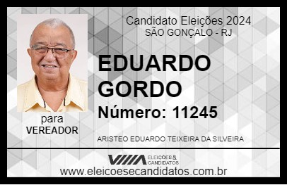 Candidato EDUARDO GORDO 2024 - SÃO GONÇALO - Eleições