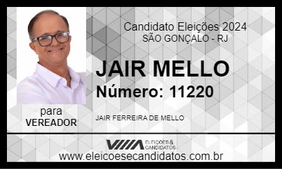 Candidato JAIR MELLO 2024 - SÃO GONÇALO - Eleições