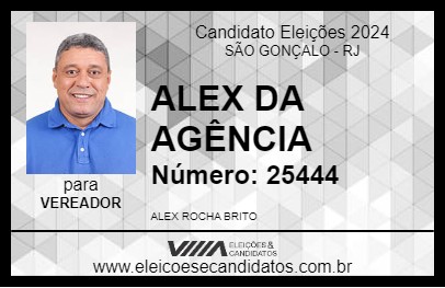 Candidato ALEX DA AGÊNCIA 2024 - SÃO GONÇALO - Eleições