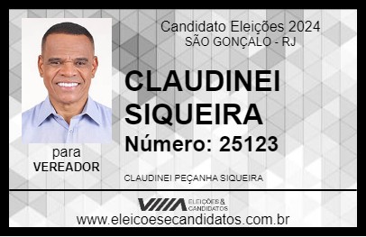 Candidato CLAUDINEI SIQUEIRA 2024 - SÃO GONÇALO - Eleições