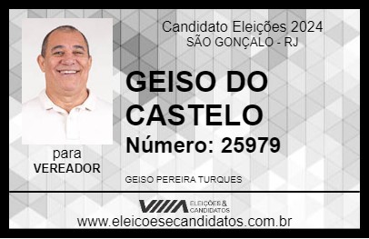 Candidato GEISO DO CASTELO 2024 - SÃO GONÇALO - Eleições