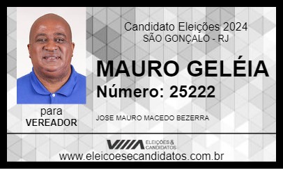 Candidato MAURO GELÉIA 2024 - SÃO GONÇALO - Eleições