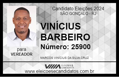 Candidato VINÍCIUS BARBEIRO 2024 - SÃO GONÇALO - Eleições