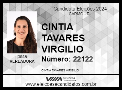 Candidato CINTIA TAVARES VIRGILIO 2024 - CARMO - Eleições