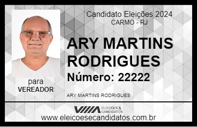 Candidato ARY MARTINS RODRIGUES 2024 - CARMO - Eleições