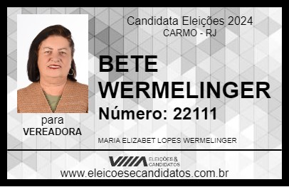 Candidato BETE WERMELINGER 2024 - CARMO - Eleições