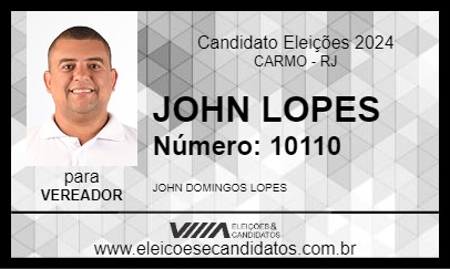 Candidato JOHN LOPES 2024 - CARMO - Eleições