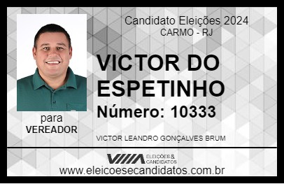 Candidato VICTOR DO ESPETINHO 2024 - CARMO - Eleições