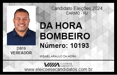 Candidato DA HORA BOMBEIRO 2024 - CARMO - Eleições