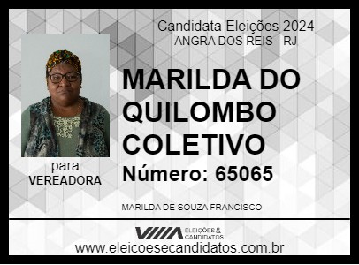 Candidato MARILDA DO QUILOMBO COLETIVO 2024 - ANGRA DOS REIS - Eleições