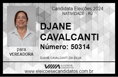 Candidato DJANE CAVALCANTI 2024 - NATIVIDADE - Eleições